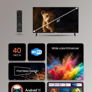 Krypton 40 Inch Frameless HD Smart LED TV With Remote Control, HDMI And USB Ports, Head Phone Jack, PC Audio In,Wi-Fi, Android 14.0 With E-Share, YouTube, Netflix Etc. - Image 5