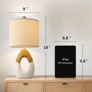 19'' Small Boho Table Lamps for Bedroom Set of 2, Farmhouse Rattan Bedroom Lamps for Living Room Rustic Home Decor, Nightstand Bedside Lamps for Sofa Table Entry Way, Suitable for Small Places - Image 5