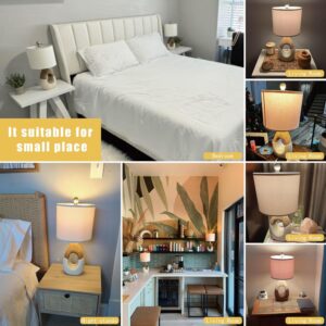 19'' Small Boho Table Lamps for Bedroom Set of 2, Farmhouse Rattan Bedroom Lamps for Living Room Rustic Home Decor, Nightstand Bedside Lamps for Sofa Table Entry Way, Suitable for Small Places - Image 6