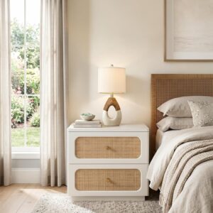 19'' Small Boho Table Lamps for Bedroom Set of 2, Farmhouse Rattan Bedroom Lamps for Living Room Rustic Home Decor, Nightstand Bedside Lamps for Sofa Table Entry Way, Suitable for Small Places - Image 8