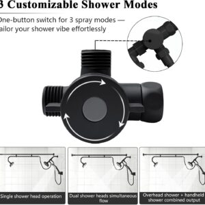 Tandem Shower Head, Dual Shower Head with Handheld for Two People | 3 Shower Heads No-Drill Installation 43–79 In Adjustable Support Bar and 180° Sprayers for Couples and Shared Bathrooms - Image 3