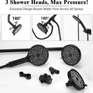 Tandem Shower Head, Dual Shower Head with Handheld for Two People | 3 Shower Heads No-Drill Installation 43–79 In Adjustable Support Bar and 180° Sprayers for Couples and Shared Bathrooms - Image 5