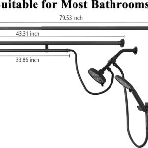 Tandem Shower Head, Dual Shower Head with Handheld for Two People | 3 Shower Heads No-Drill Installation 43–79 In Adjustable Support Bar and 180° Sprayers for Couples and Shared Bathrooms - Image 6