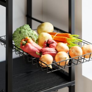 IRONCK Bakers Rack with Cabinet and Power Outlet, Coffee Bar, Vintage Black | 45.3 Inch Kitchen Microwave Stand with 2 Storage Cabinets, Open Shelves, and Hooks. P2 MDF. Anti-tip. - Image 3