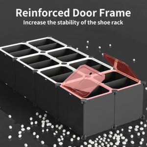 Expandable Shoe Rack, Shoe Storage Cabinet with Magnetic Doors, Narrow Space Storage, Easy to Assemble, Holds Up to 12 Pairs of Shoes, for Entryway, Closet, Hallway & Bedroom - Image 3