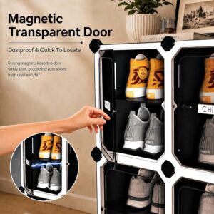 Expandable Shoe Rack, Shoe Storage Cabinet with Magnetic Doors, Narrow Space Storage, Easy to Assemble, Holds Up to 12 Pairs of Shoes, for Entryway, Closet, Hallway & Bedroom - Image 5