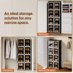 Expandable Shoe Rack, Shoe Storage Cabinet with Magnetic Doors, Narrow Space Storage, Easy to Assemble, Holds Up to 12 Pairs of Shoes, for Entryway, Closet, Hallway & Bedroom - Image 6