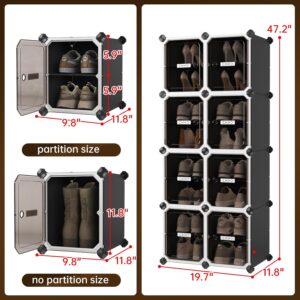 Expandable Shoe Rack, Shoe Storage Cabinet with Magnetic Doors, Narrow Space Storage, Easy to Assemble, Holds Up to 12 Pairs of Shoes, for Entryway, Closet, Hallway & Bedroom - Image 7