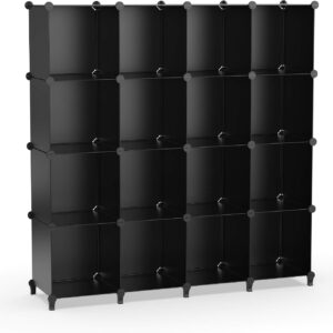HOMIDEC Closet Organizers and Storage, 16 Cube Storage Organizer, Closet Organizer Bookshelf Cubes Shelves for Clothes, Bedroom, Kids Room, Bathroom, Wardrobe, Garment Racks, Black | Closet Organizer Bookshelf Storege Cubes Shelves for Bedroom, Kids Room, Bathroom, Wardrobe, Clothes Racks - Image 2