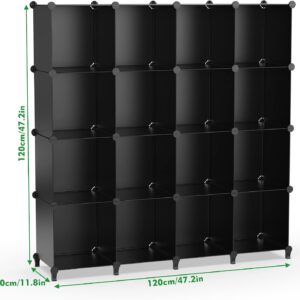 HOMIDEC Closet Organizers and Storage, 16 Cube Storage Organizer, Closet Organizer Bookshelf Cubes Shelves for Clothes, Bedroom, Kids Room, Bathroom, Wardrobe, Garment Racks, Black | Closet Organizer Bookshelf Storege Cubes Shelves for Bedroom, Kids Room, Bathroom, Wardrobe, Clothes Racks - Image 7