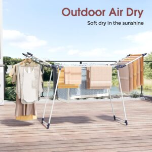 Clothes Drying Rack, Large Capacity Drying Rack, 69" L, White | No Assembly, 69" X 22.4" X 40", 37lbs Hold, Foldable Drying Rack Clothing, Sturdy Metal Frame, Laundry, Indoor & Outdoor Use - Image 2