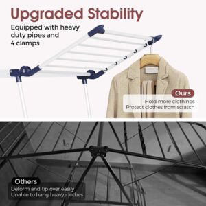 Clothes Drying Rack, Large Capacity Drying Rack, 69" L, White | No Assembly, 69" X 22.4" X 40", 37lbs Hold, Foldable Drying Rack Clothing, Sturdy Metal Frame, Laundry, Indoor & Outdoor Use - Image 4
