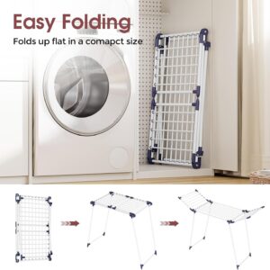 Clothes Drying Rack, Large Capacity Drying Rack, 69" L, White | No Assembly, 69" X 22.4" X 40", 37lbs Hold, Foldable Drying Rack Clothing, Sturdy Metal Frame, Laundry, Indoor & Outdoor Use - Image 5