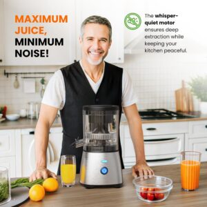 Eurolux Electric Citrus Juicer Stainless Steel | Premium Hands-Free One-Touch Orange Juice Squeezer for Oranges, Lemons, and Limes | Quiet Operation, Easy to Clean, Countertop Small Kitchen Appliance - Image 2