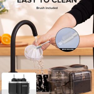 Dual-Head Electric Citrus Juicer, Lemon Squeezer with Power Cord and Cleaning Brush, 1-Button Automatic Juicer Machine for Orange, Lemon, Lime, Easy to Clean & Use, Built-in Cutter(Black) - Image 3