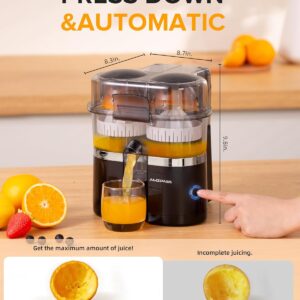 Dual-Head Electric Citrus Juicer, Lemon Squeezer with Power Cord and Cleaning Brush, 1-Button Automatic Juicer Machine for Orange, Lemon, Lime, Easy to Clean & Use, Built-in Cutter(Black) - Image 6