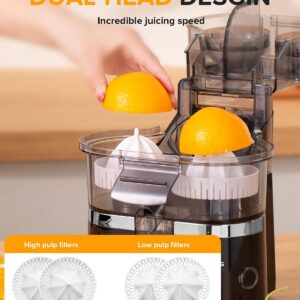 Dual-Head Electric Citrus Juicer, Lemon Squeezer with Power Cord and Cleaning Brush, 1-Button Automatic Juicer Machine for Orange, Lemon, Lime, Easy to Clean & Use, Built-in Cutter(Black) - Image 7