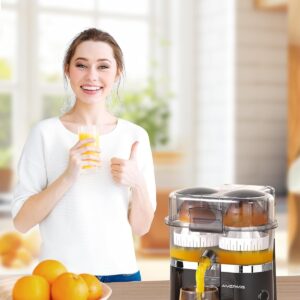 Dual-Head Electric Citrus Juicer, Lemon Squeezer with Power Cord and Cleaning Brush, 1-Button Automatic Juicer Machine for Orange, Lemon, Lime, Easy to Clean & Use, Built-in Cutter(Black) - Image 8