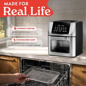 Gourmia Air Fryer - 14 Qt All-in-One Rotisserie Oven with Digital Display, 12 Presets, Roast, Bake, Broil, Dehydrate, Dishwasher Safe Accessories, Stainless Steel - Image 4