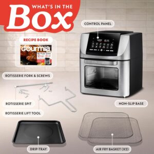 Gourmia Air Fryer - 14 Qt All-in-One Rotisserie Oven with Digital Display, 12 Presets, Roast, Bake, Broil, Dehydrate, Dishwasher Safe Accessories, Stainless Steel - Image 8