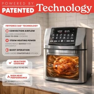 Gourmia Air Fryer - 14 Qt All-in-One Rotisserie Oven with Digital Display, 12 Presets, Roast, Bake, Broil, Dehydrate, Dishwasher Safe Accessories, Stainless Steel - Image 9