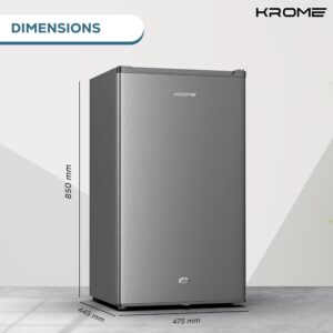 KROME 120L Gross Single Door Refrigerator, Ideal for Small Spaces,Compact Freezer,Reversible Door, Mini Fridge Suitable for Kitchen, Bedroom, Office & Bar, inox, 5 Year Compressor Warranty, KR-RDC120H - Image 5