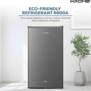 KROME 120L Gross Single Door Refrigerator, Ideal for Small Spaces,Compact Freezer,Reversible Door, Mini Fridge Suitable for Kitchen, Bedroom, Office & Bar, inox, 5 Year Compressor Warranty, KR-RDC120H - Image 6