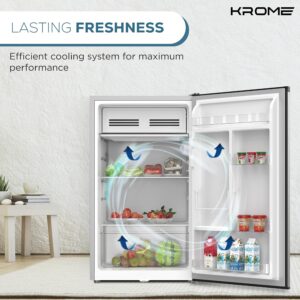 KROME 120L Gross Single Door Refrigerator, Ideal for Small Spaces,Compact Freezer,Reversible Door, Mini Fridge Suitable for Kitchen, Bedroom, Office & Bar, inox, 5 Year Compressor Warranty, KR-RDC120H - Image 7