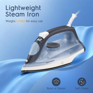 BEAUTURAL Compact Steam Iron for Clothes with Non-Stick Soleplate, Blue | Burst of Steam, Spray Mist, Self-Cleaning, Anti-Calcium, Anti-Drip, Easy Temperature Control, Light Weight, 1200 Watts - Image 6