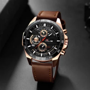 Man Sports Watches Fashion Racing Series 46mm Black Leather Clock VA VA VOOM Quartz Movement 3Bar Waterproof Wrist Watch for Men - Image 2