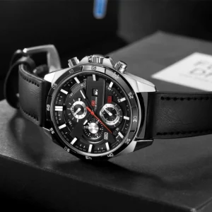 Man Sports Watches Fashion Racing Series 46mm Black Leather Clock VA VA VOOM Quartz Movement 3Bar Waterproof Wrist Watch for Men - Image 3
