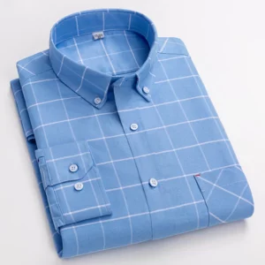 New Men's Social Shirts Plaid Stripe Fashion For Male Shirt Long Sleeve Cotton Oxford Casual Man Shirt Single Size 4XL 3XL 2XL - Image 3