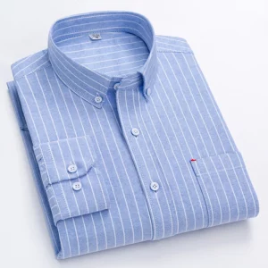 New Men's Social Shirts Plaid Stripe Fashion For Male Shirt Long Sleeve Cotton Oxford Casual Man Shirt Single Size 4XL 3XL 2XL - Image 4