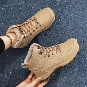Women Sports Shoes White Casual Non Slip Running Shoes Outdoor Hiking Climbing Waterproof Breathable Lace Up Platform Sneakers - Image 2