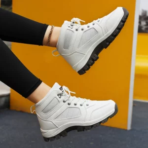 Women Sports Shoes White Casual Non Slip Running Shoes Outdoor Hiking Climbing Waterproof Breathable Lace Up Platform Sneakers - Image 5