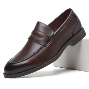 Fashion New Arrival One-Strap Over-the-Waterloo Loafers Business Formal Classic Breathable Men's Leather Shoes Round-Toe Versati - Image 4