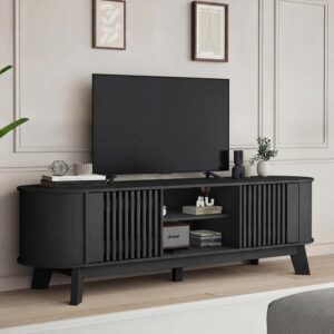 Living Room Table Sets of 2, Oval TV Stand and Coffee Table Set - Image 4