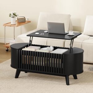 Living Room Table Sets of 2, Oval TV Stand and Coffee Table Set - Image 5