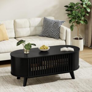 Living Room Table Sets of 2, Oval TV Stand and Coffee Table Set - Image 7