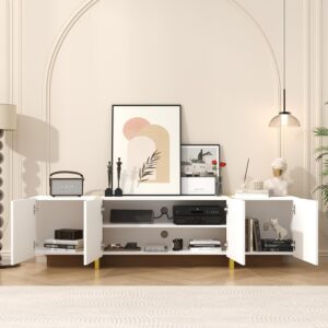 Luxury Fluted TV Stand for 65/70/75 Inch TV for Living Room, White - Image 2