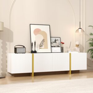 Luxury Fluted TV Stand for 65/70/75 Inch TV for Living Room, White - Image 8