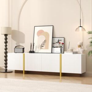 Luxury Fluted TV Stand for 65/70/75 Inch TV for Living Room, White - Image 7