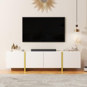 Luxury Fluted TV Stand for 65/70/75 Inch TV for Living Room, White - Image 6