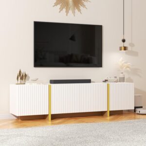 Luxury Fluted TV Stand for 65/70/75 Inch TV for Living Room, White - Image 5