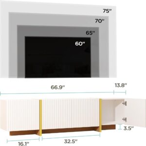 Luxury Fluted TV Stand for 65/70/75 Inch TV for Living Room, White - Image 4
