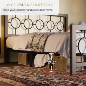 SHA CERLIN Queen Size Metal Bed Frame with Vintage Circular Design Headboard and Footboard,No Box Spring Required,Easy Assembly,Noise-Free,Brown - Image 5