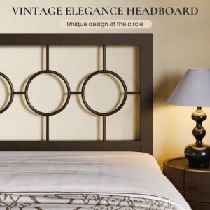 SHA CERLIN Queen Size Metal Bed Frame with Vintage Circular Design Headboard and Footboard,No Box Spring Required,Easy Assembly,Noise-Free,Brown - Image 6