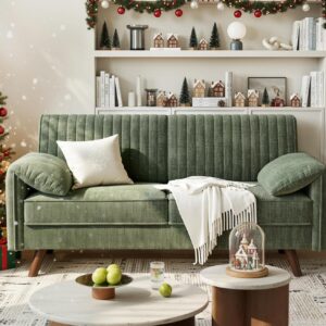 64.5" Loveseat Sofa, Chenille Loveseat Couch for Living Room, Green 23.2" Deep Seat Love seat with Padded Arms, Comfy Modern Small Couches for Bedroom, Small Spaces, Dorms, Office, Apartment - Image 4