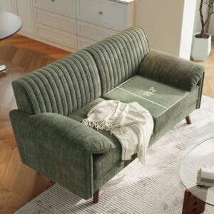 64.5" Loveseat Sofa, Chenille Loveseat Couch for Living Room, Green 23.2" Deep Seat Love seat with Padded Arms, Comfy Modern Small Couches for Bedroom, Small Spaces, Dorms, Office, Apartment - Image 6