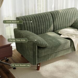 64.5" Loveseat Sofa, Chenille Loveseat Couch for Living Room, Green 23.2" Deep Seat Love seat with Padded Arms, Comfy Modern Small Couches for Bedroom, Small Spaces, Dorms, Office, Apartment - Image 8